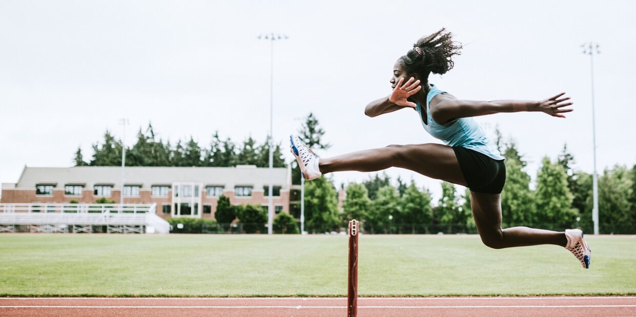 Woman athlete practicing her sport