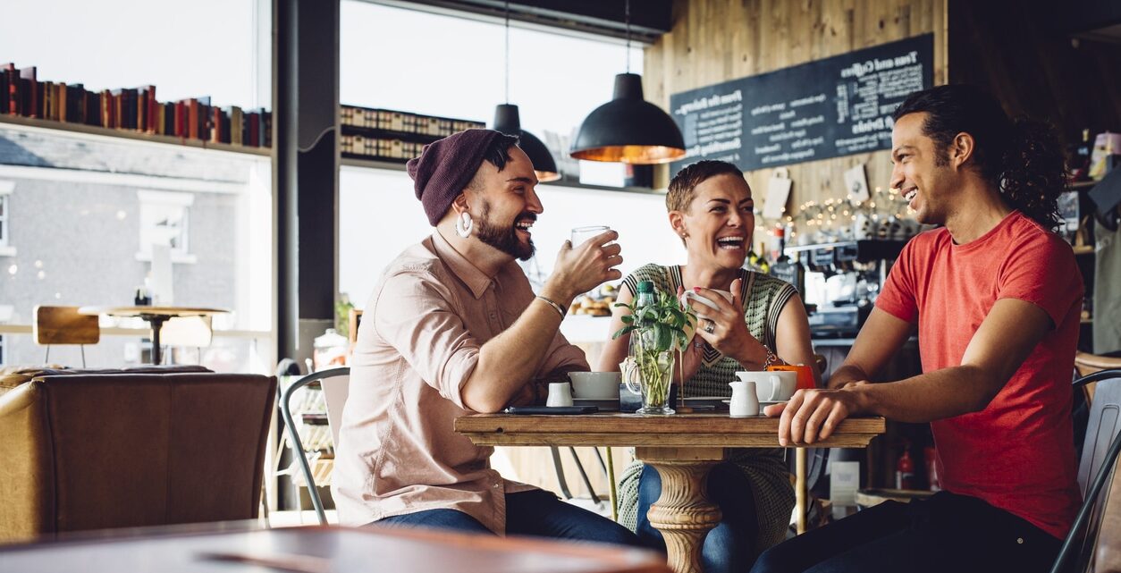 Group of friends socialising at a coffee date