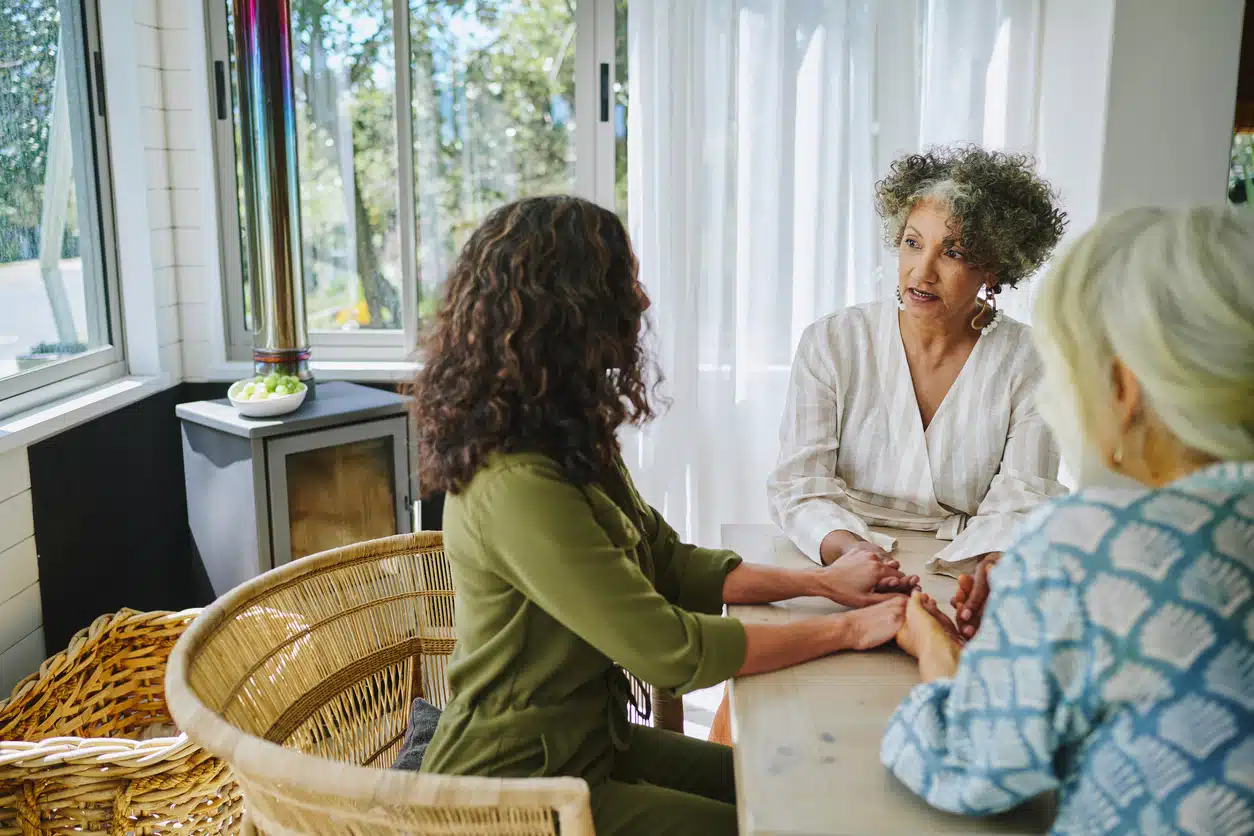 Ladies sitting together having a conversation and listening to one another