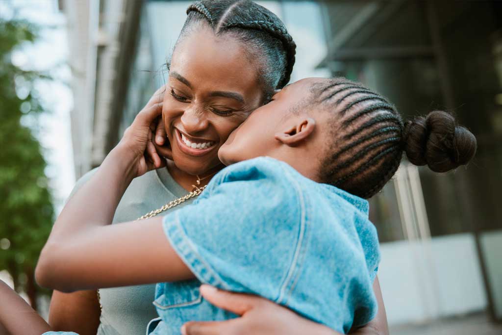 Daughter Kisses Her Mother