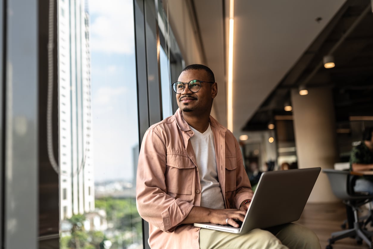 Content businessman understanding how self-esteem impacts his life