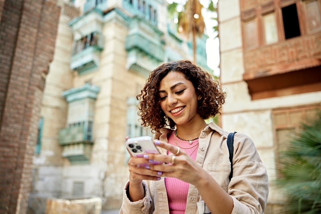 Candid portrait of young Middle Eastern digital native